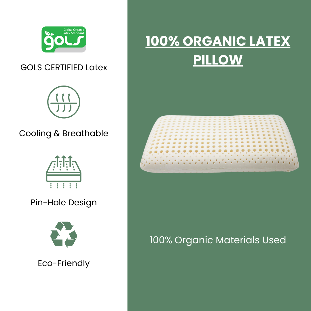 organic latex pillow pin hole design dunlop gols certified cooling and breathable
