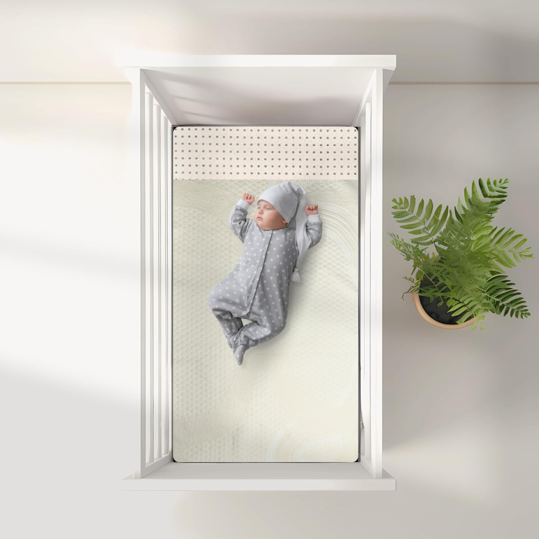 Crib mattress topper - crib topper - crib topper pad - organic crib mattress topper - crib mattress protector - organic crib mattress protector - best crib mattress protector - best crib mattress topper - soft crib mattress topper - organic latex crib topper - GOTS Certified - GOLS Certified - organic cotton - 2” inch - 3” inch - thick crib mattress topper - waterproof crib mattress topper