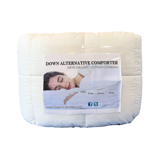 White Down Alternative Bed Comforter with Organic Cotton Covering - Organic Textiles