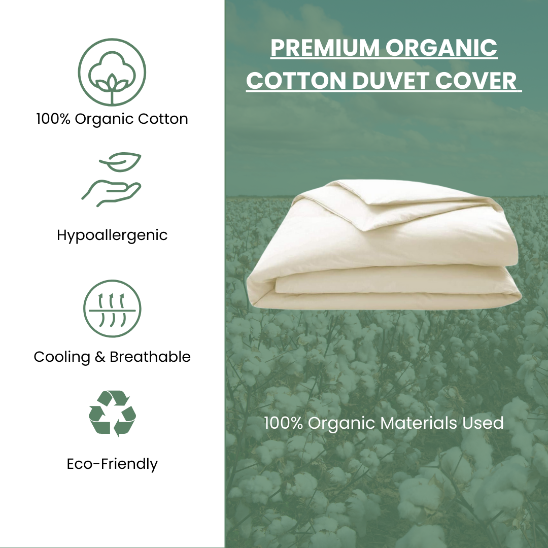 Premium Organic Cotton Duvet Cover 350 TC - GOTS Certified - Organic Textiles