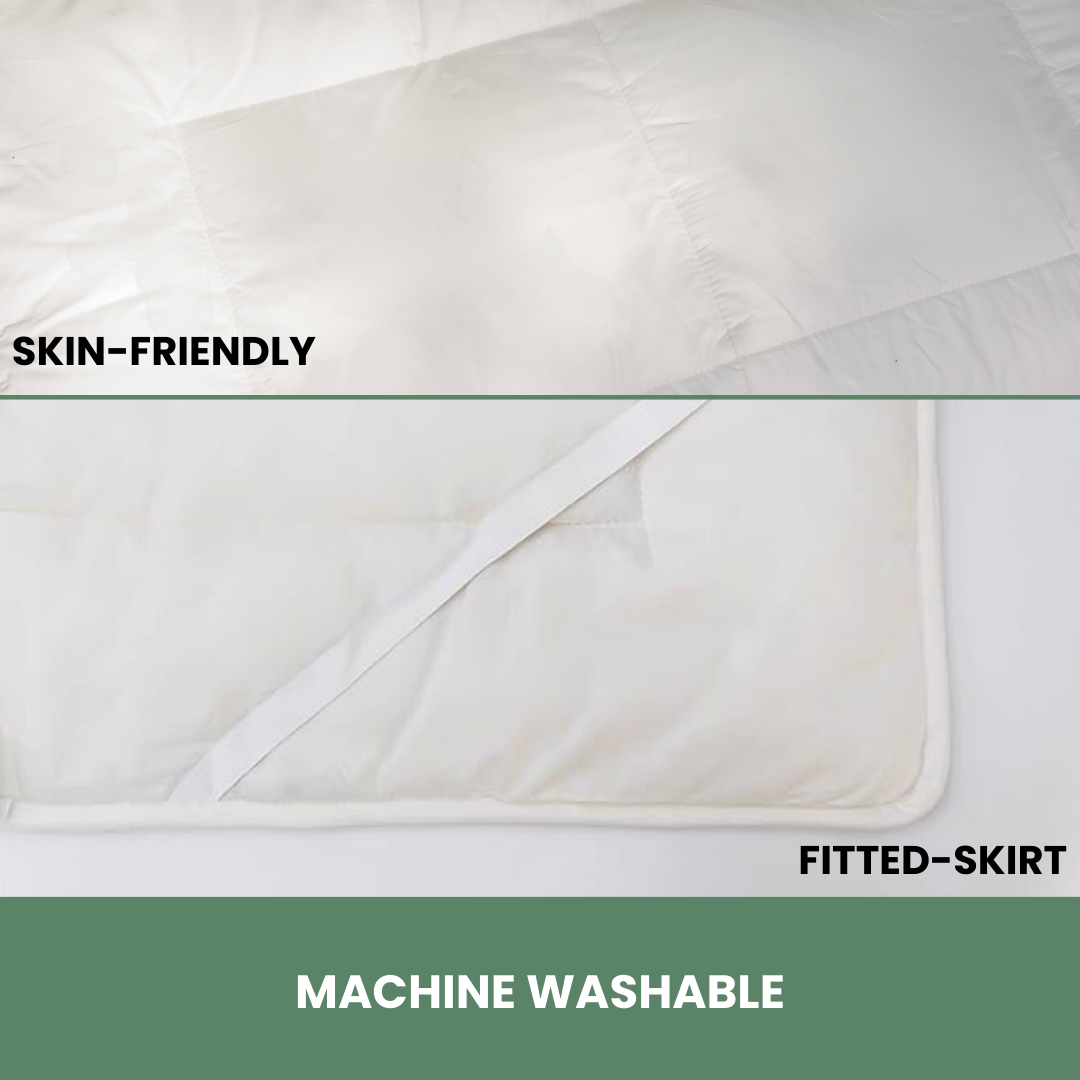 All-Natural Australian Wool Mattress Pad with 100% Organic Cotton Covering - Organic Textiles