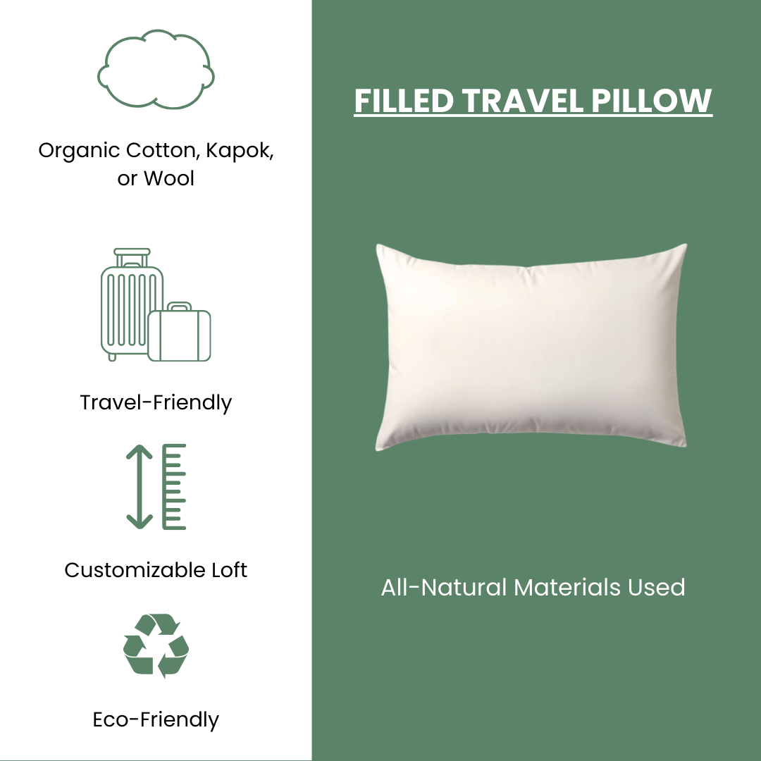 Organic Textiles Travel Bed Pillows 12" x 16" - Organic Textiles