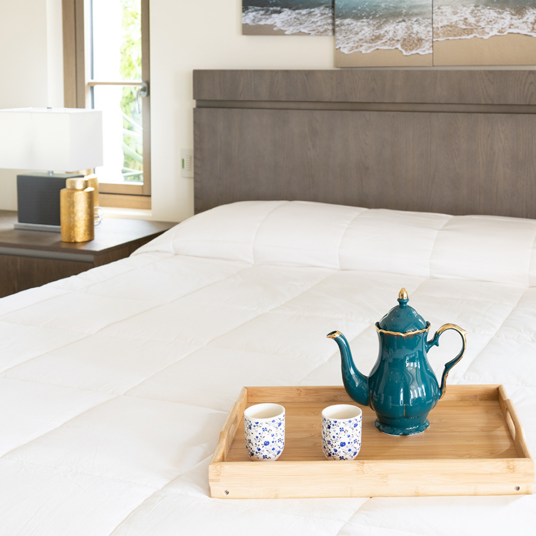 White Down Alternative Bed Comforter with Organic Cotton Covering - Organic Textiles