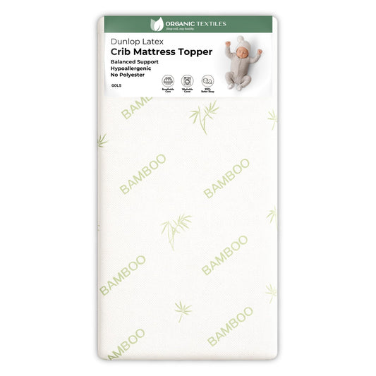 Crib mattress topper - crib topper - crib topper pad - crib mattress protector - organic crib mattress protector - best crib mattress topper - soft crib mattress topper - organic latex crib topper - GOTS Certified - GOLS Certified - 2" inch - 3" inch - thick crib mattress topper - hypoallergenic - non toxic - cooling - breathable - waterproof crib mattress topper - standard crib - cradle - playard - portable crib - co sleeper - mini sleeper