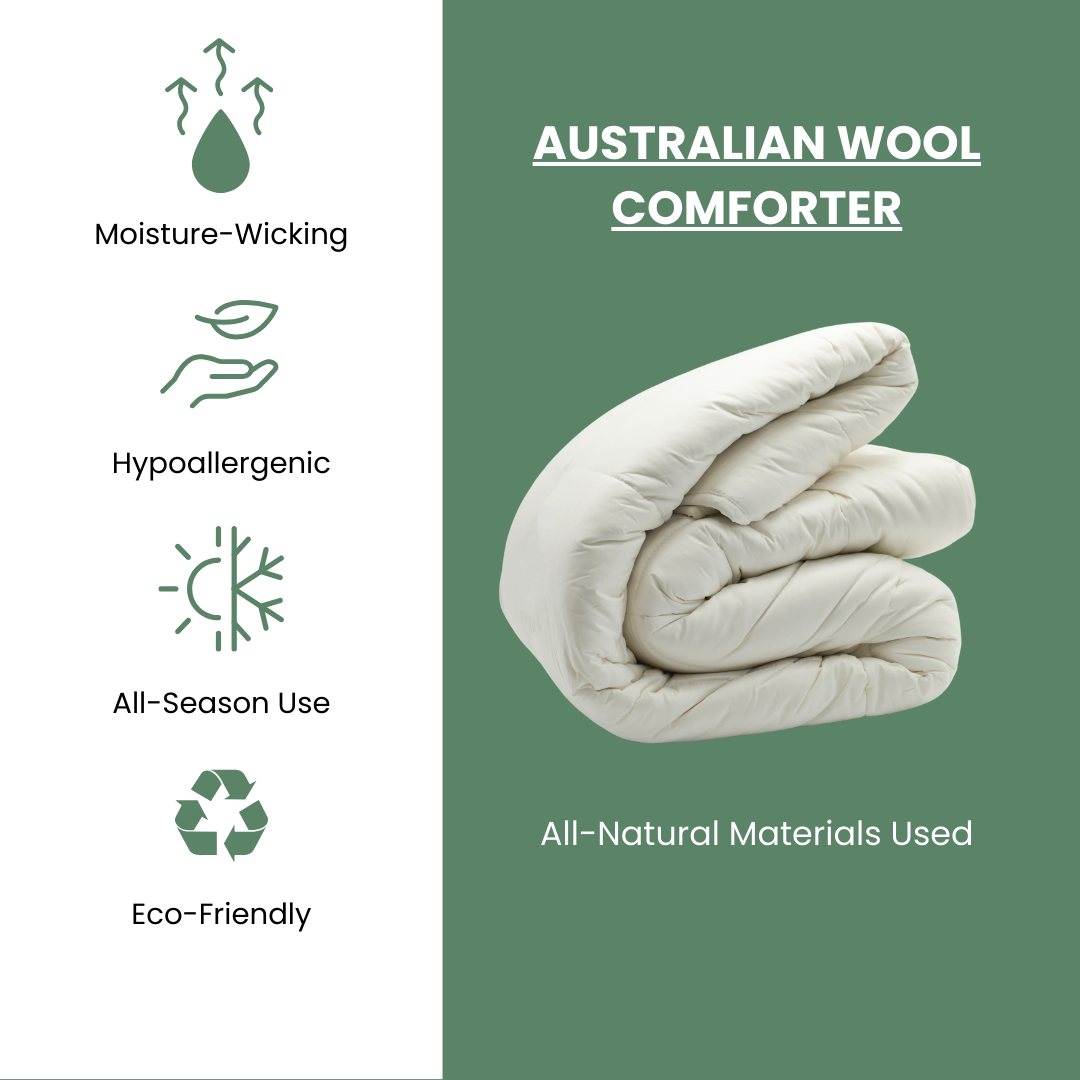 100% All-Natural Australian Wool Filled Comforter - Organic Textiles