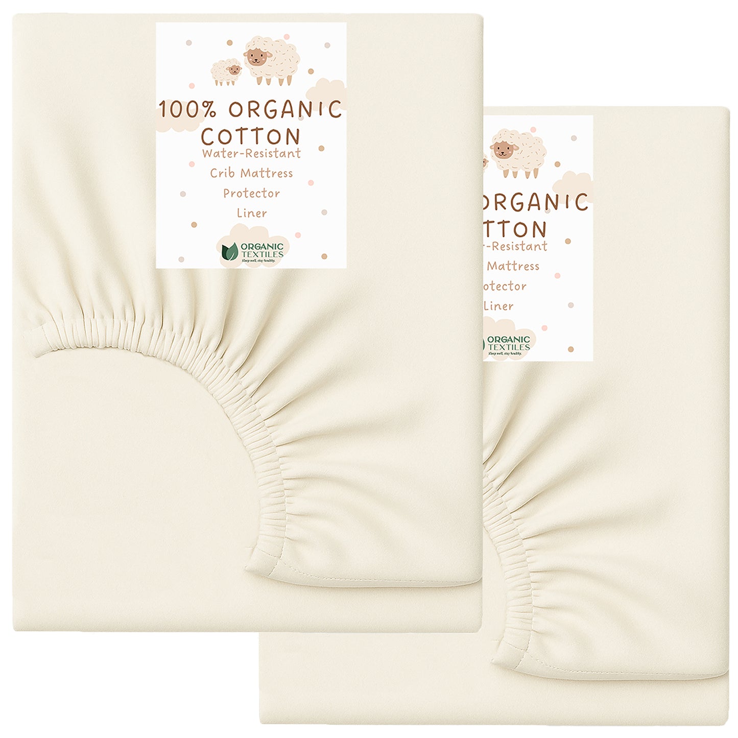 2 pack of 100% organic cotton crib mattress sheet that are water resistant/proof