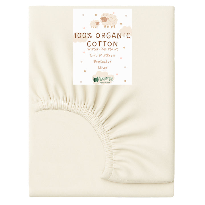 Close-up of breathable organic cotton crib mattress protector – eco-friendly and soft