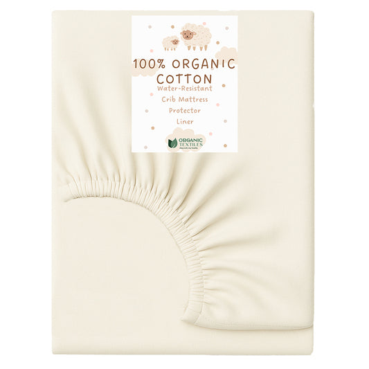 Close-up of breathable organic cotton crib mattress protector – eco-friendly and soft