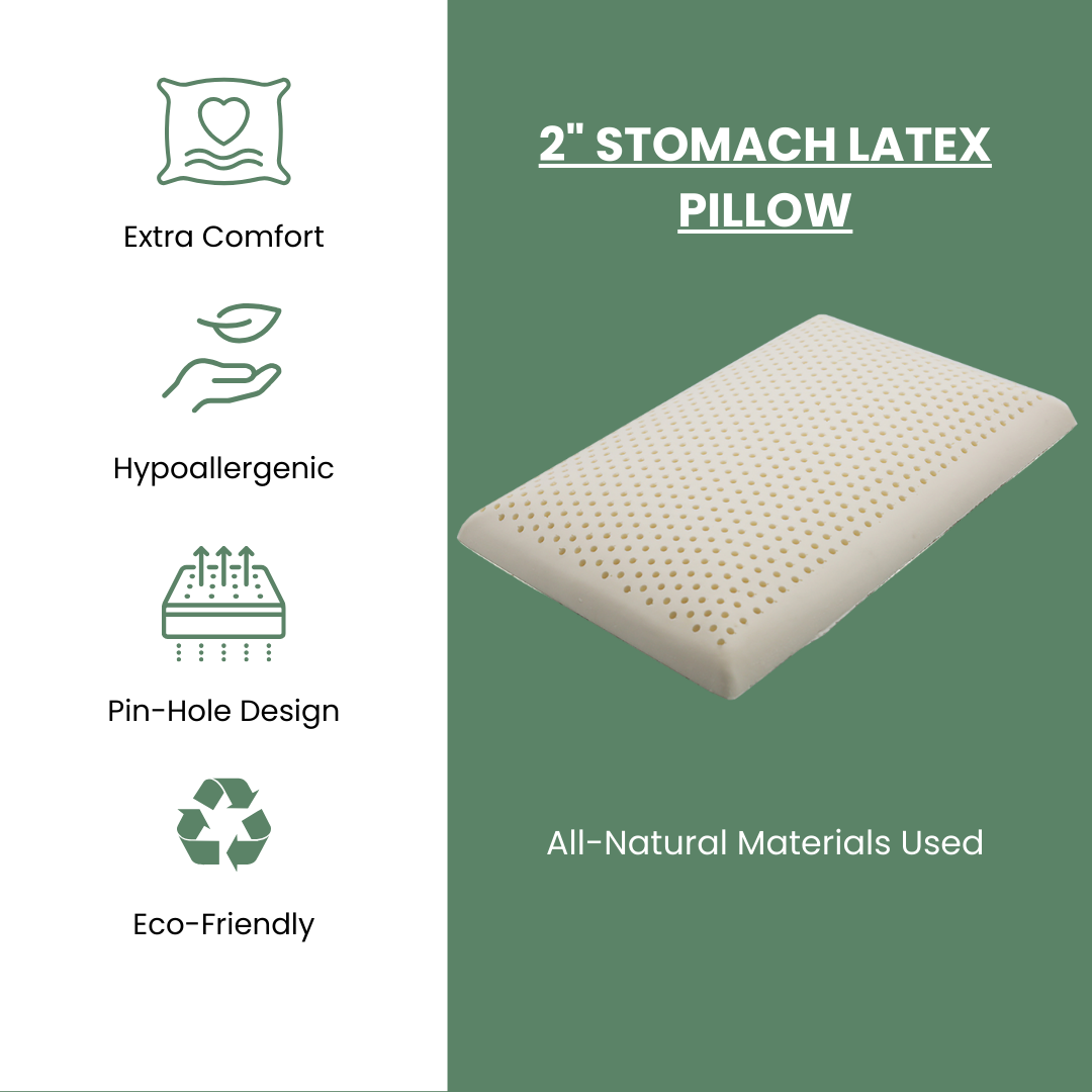 2" Stomach Latex Pillow - Organic Textiles