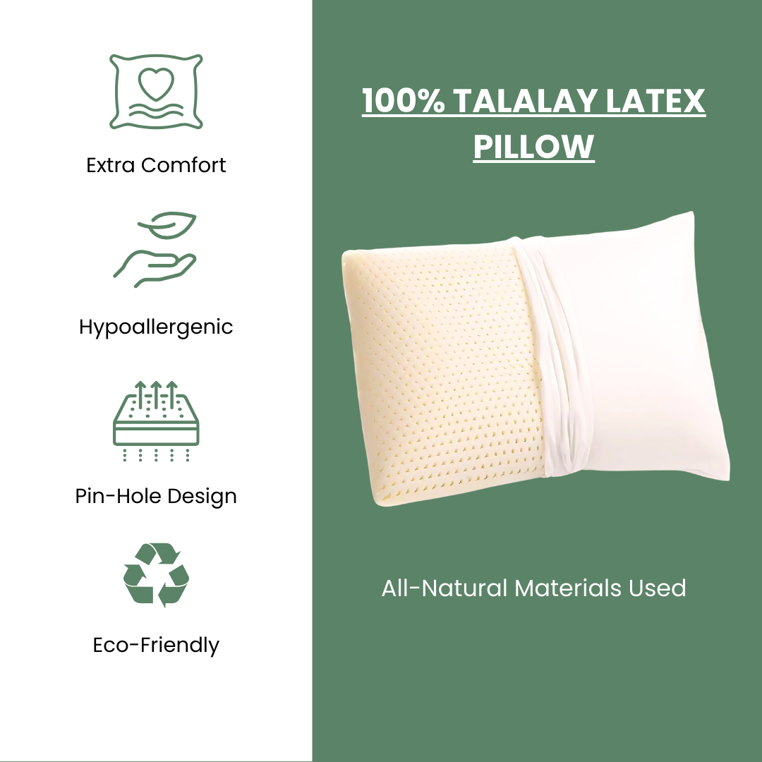 All natural latex foam pillow GOTS certified Cotton cover. Best pillow for back sleepers