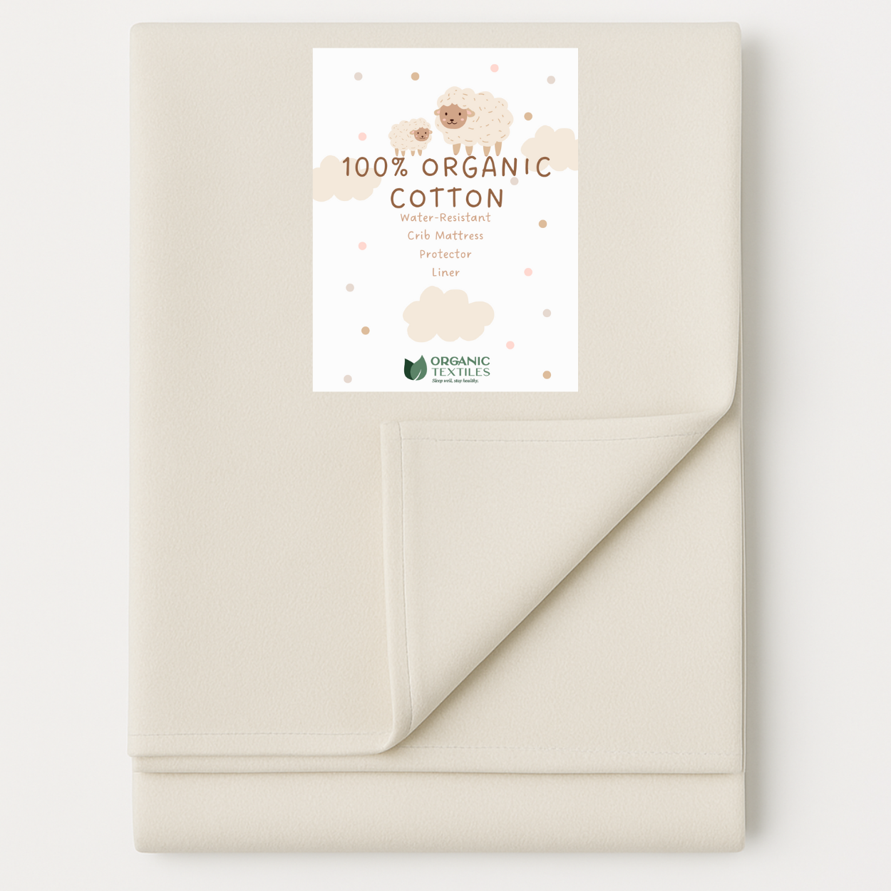 Water-resistant flat crib protector sheet – 100% organic cotton, chemical-free