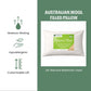 Australian Wool Filled Bed Pillow with GOTS Certified Cotton Cover for Side, Back or Stomach Sleeper - Organic Textiles