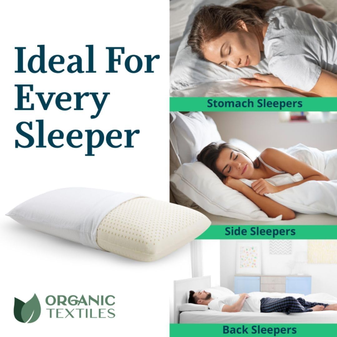 100% Natural Talalay Latex Bed Pillow with GOTS Certified Cotton Cover