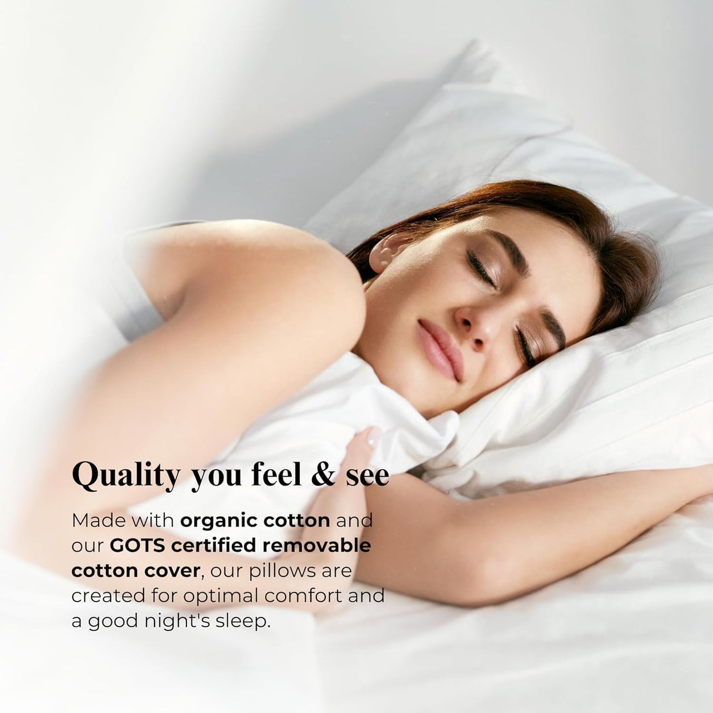 100% Organic Cotton Filled Bed Pillow with Organic Cotton Cover - [GOTS CERTIFIED] - Organic Textiles