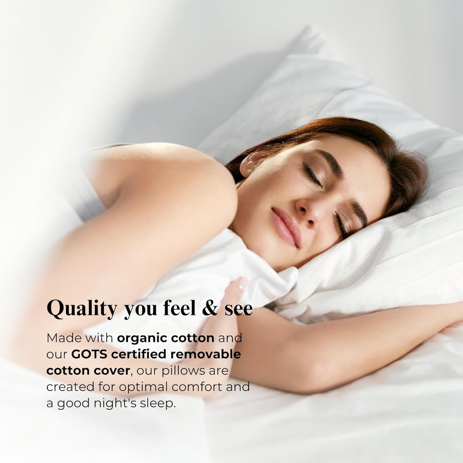 100% Organic Cotton Filled Bed Pillow with Organic Cotton Cover - [GOTS CERTIFIED] - Organic Textiles