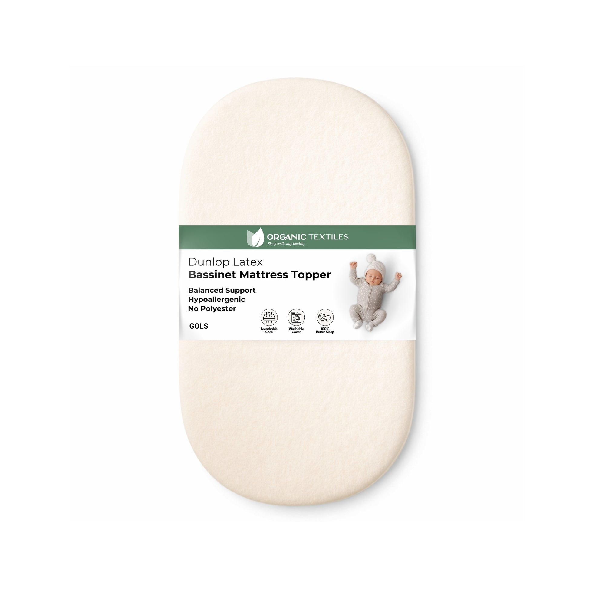 Organic Latex Baby Crib Mattress Topper with Premium GOTS Certified Cover - Organic Textiles