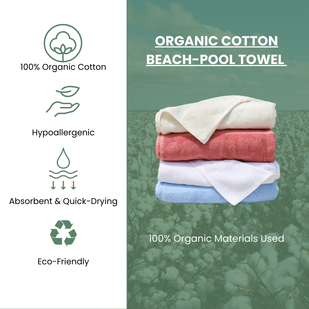 Toalla de Playa 100% Algodón Orgánico [Certificado GOTS] (Diferentes Colores Disponibles)