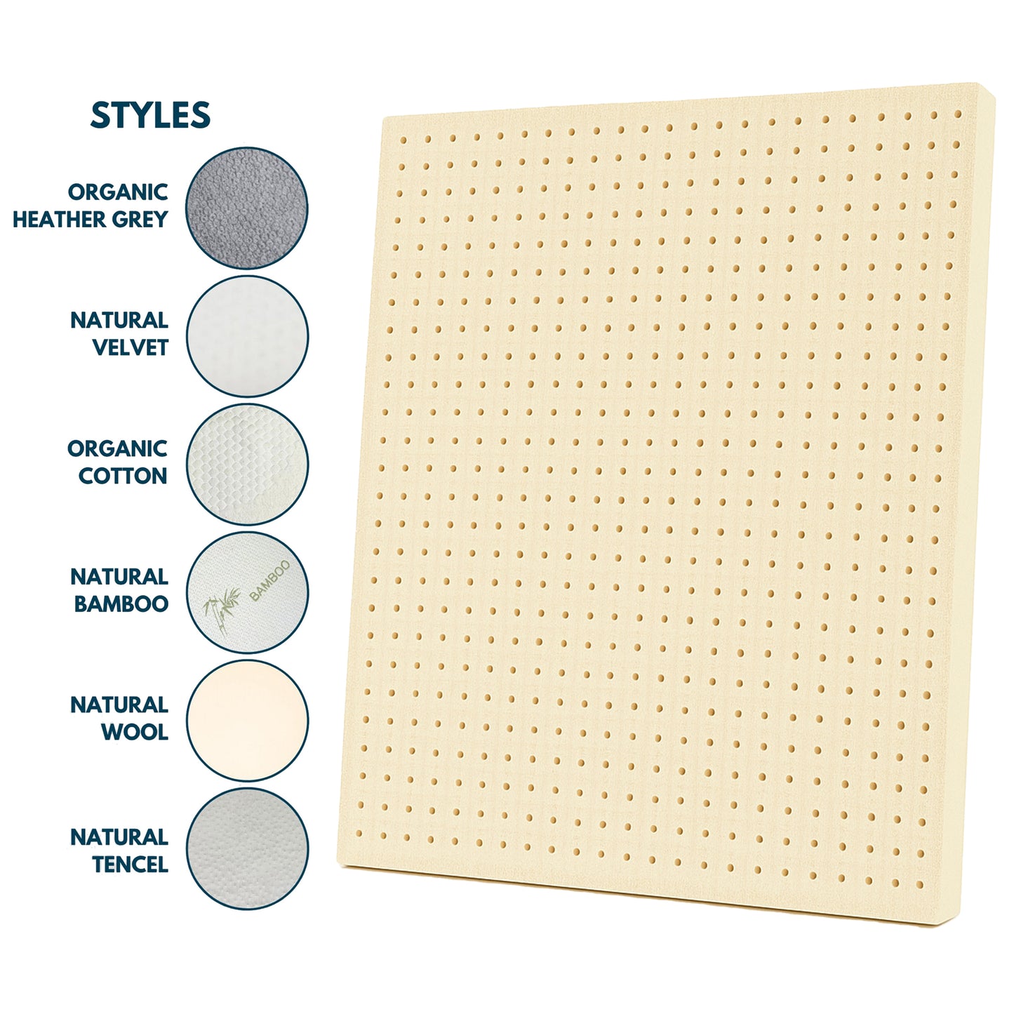 Organic Latex Adult Mattress Topper with Removable Cover - GOLS Certified - Organic Textiles