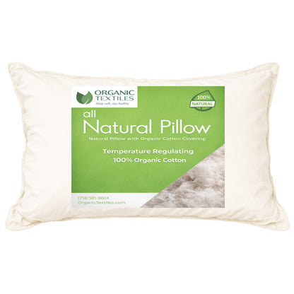 100% Organic Cotton Filled Bed Pillow with Organic Cotton Cover - [GOTS CERTIFIED] - Organic Textiles