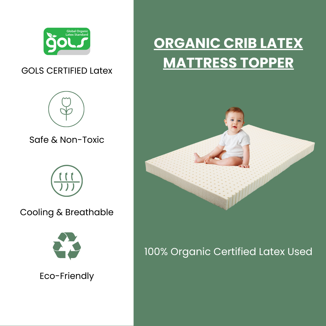 2 Inch Organic Baby Crib Mattress Topper with Australian Wool Cover GOLS Certified Organic Textiles