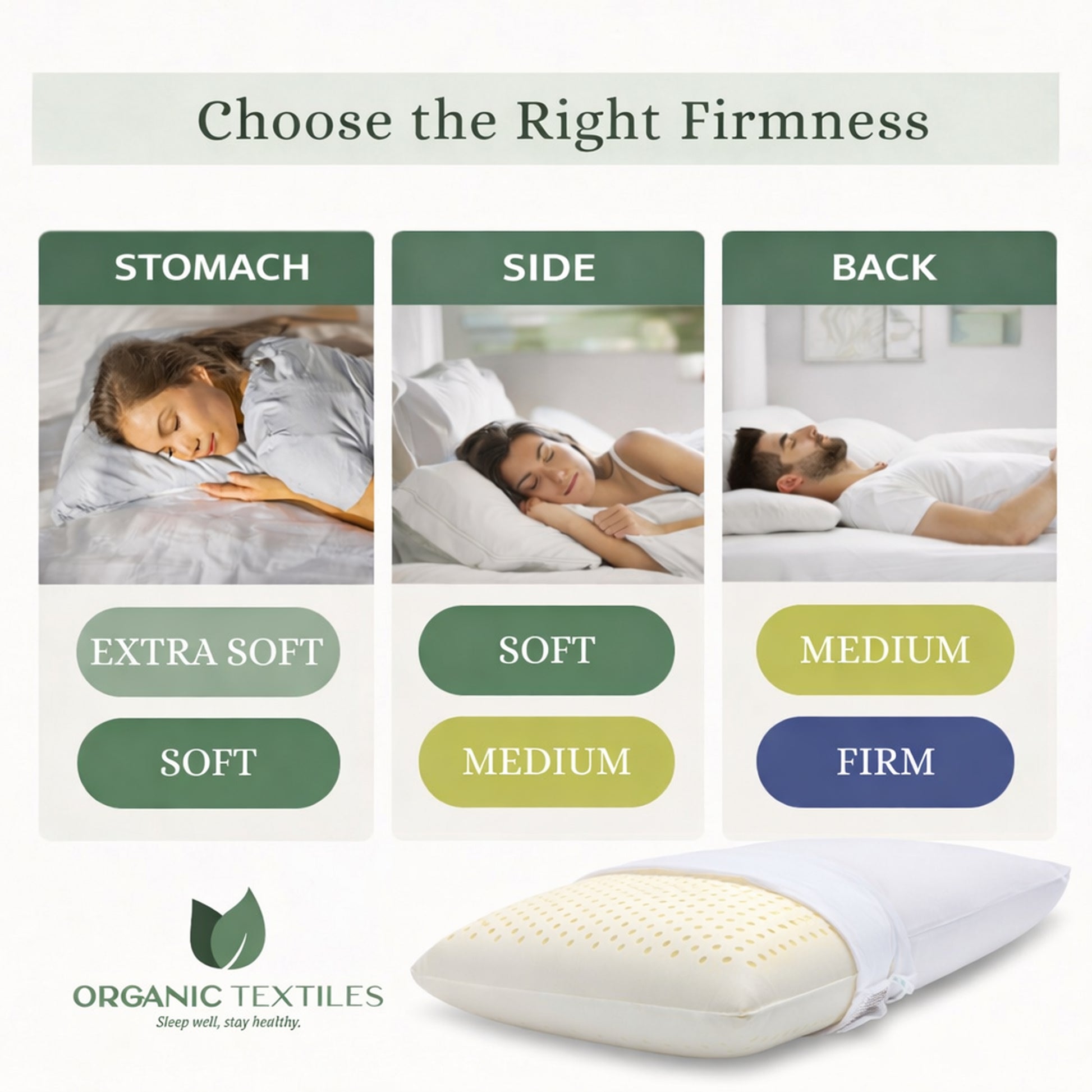 100% Natural Talalay Latex Pillow for Neck Pain & Relieve Pressure [GOTS CERTIFIED] - Organic Textiles
