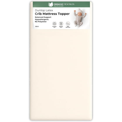 Organic Latex Baby Crib Mattress Topper with Premium GOTS Certified Cover - Organic Textiles