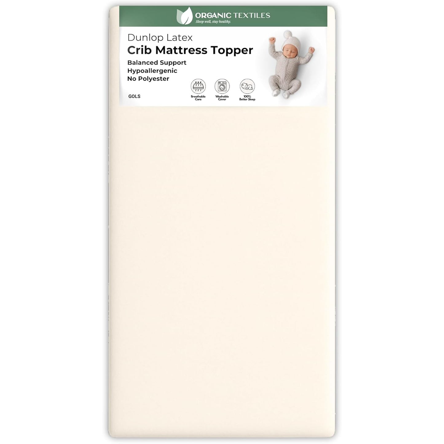 Organic Latex Baby Crib Mattress Topper with Premium GOTS Certified Cover - Organic Textiles