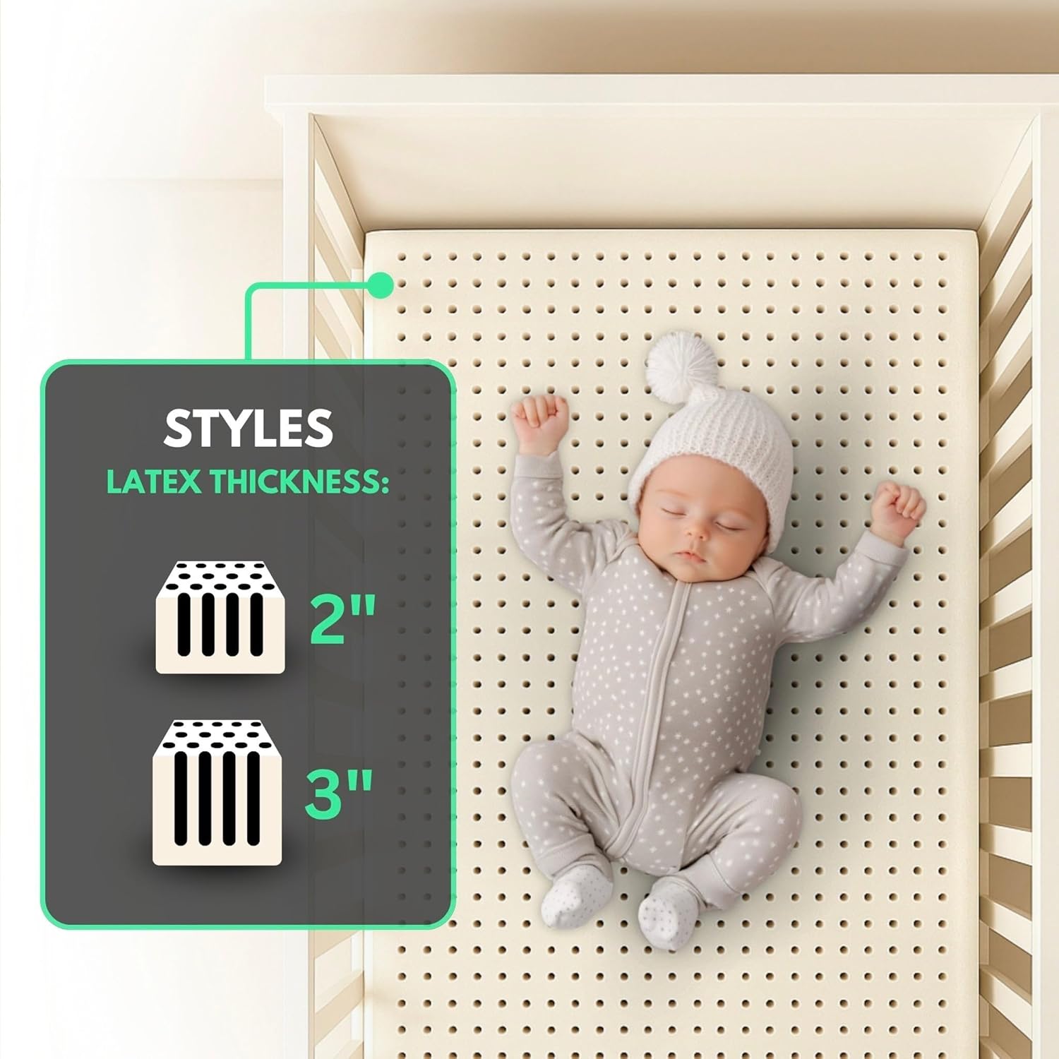 Organic Latex Baby Crib Mattress Topper with Premium GOTS Certified Cover - Organic Textiles