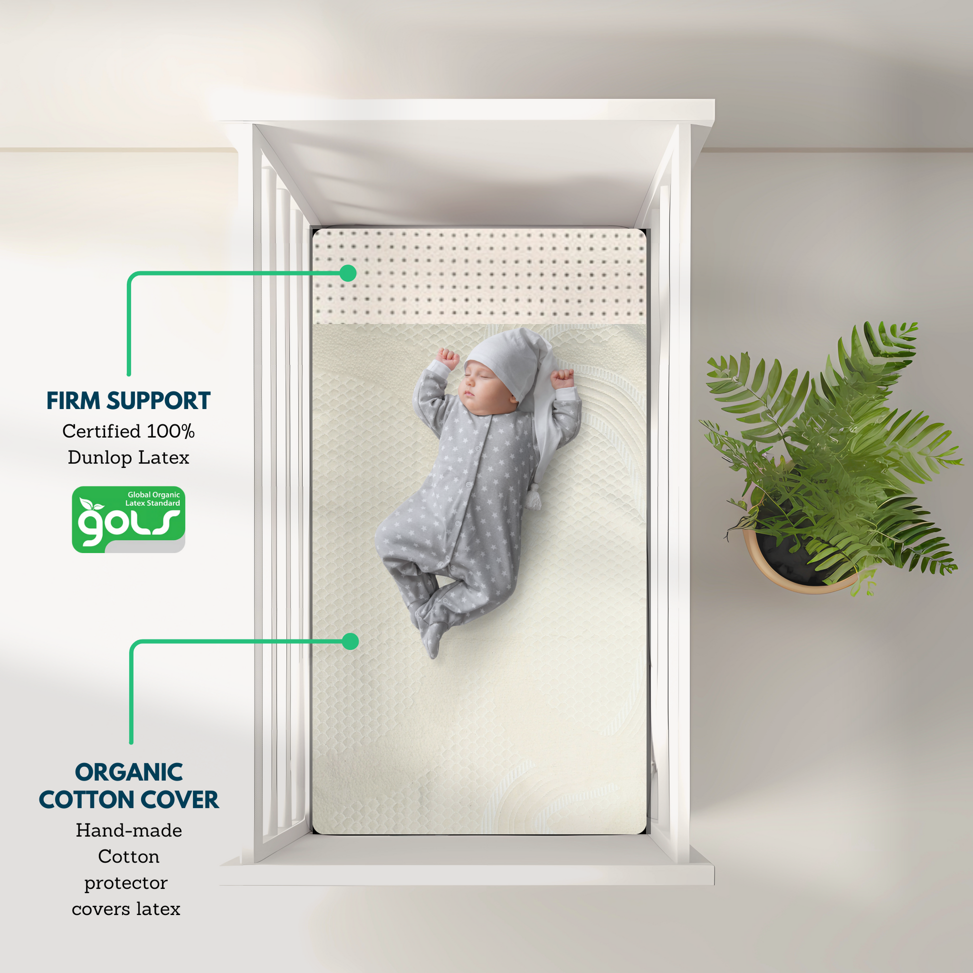 Organic Latex Baby Crib Topper 2