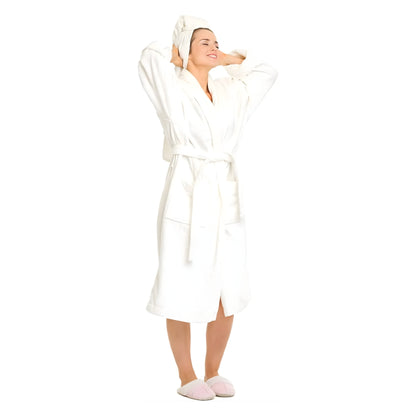 womens organic cotton bathrobe gots certified, plush soft, quick drying, spa quality bath robe, best bath robes