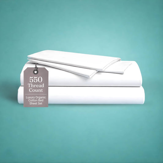 550 Thread Count Luxury Sateen Organic Cotton Bed Sheet Set [GOTS CERTIFIED] - Organic Textiles