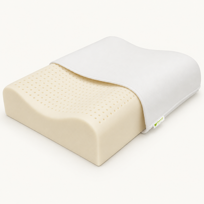 100% Organic Latex Contour Pillow for Back and Side Sleepers and Neck Support/Pain [GOTS & GOLS Certified]
