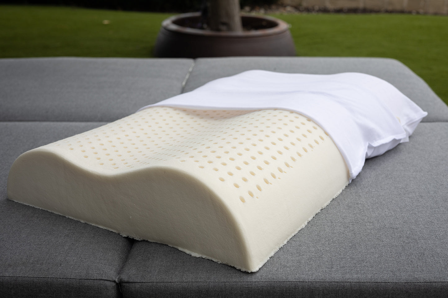 100% Organic Latex Contour Pillow for Neck Pain [GOTS & GOLS Certified] - Organic Textiles