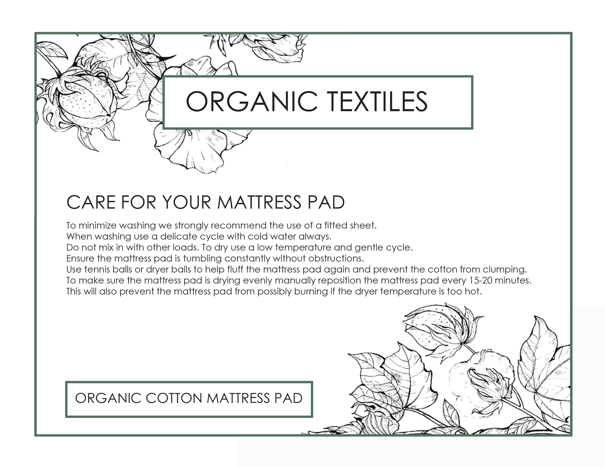 Organic Cotton Mattress Pad Protector [GOTS Certified] - Organic Textiles