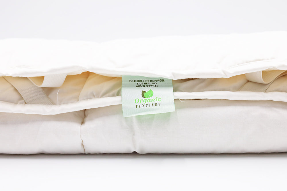 All-Natural Australian Wool Mattress Pad with 100% Organic Cotton Cover - Organic Textiles